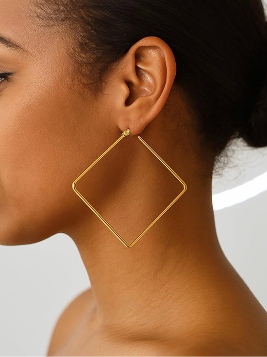 Unbranded Jewelry - 57MM Gold Plated Square Hoop Earrings
